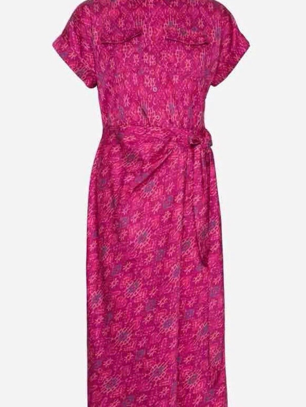Lauren Ralph Lauren Seagill Dress Pink Geometric Ikat Tie Waist Size 12